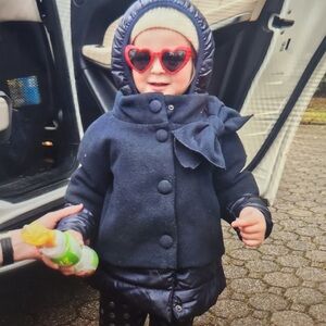 Monnalisa  girl down padded  Jacket with Bow and DETACHABLE hood